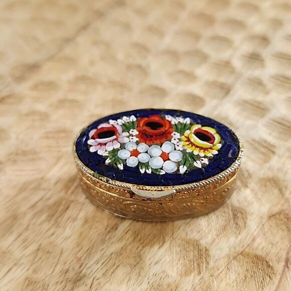 made in Italy Other - Vintage Micro Mosaic Floral Pillbox made in Italy